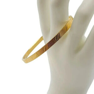 Monet Diamond Cut Texture Bangle Bracelet Gold Tone Vintage